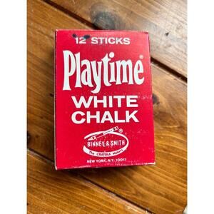Vintage Crayola White Chalk Box of 8 Sticks Unused Schoolhouse Art Supply Retro